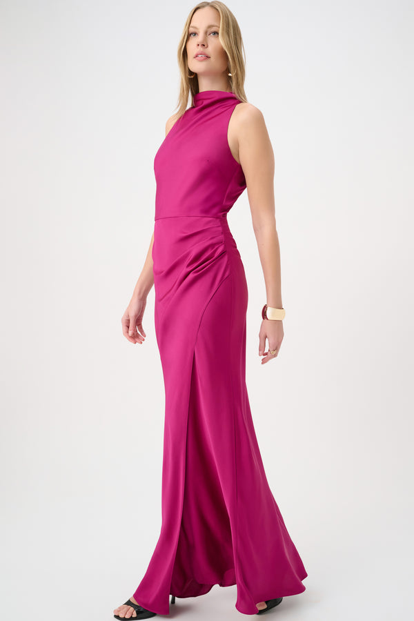 Hillary Halter Neck Trumpet Gown I Magenta