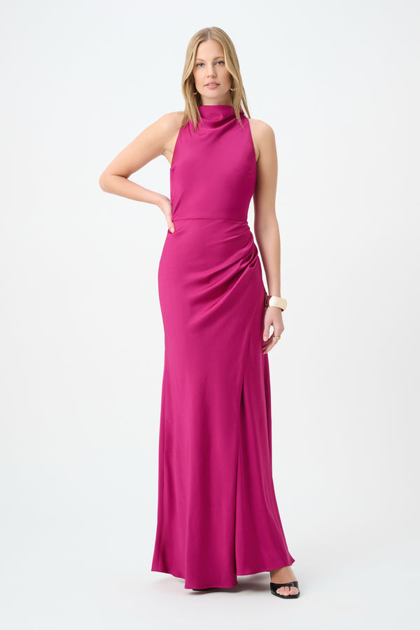 Hillary Halter Neck Trumpet Gown I Magenta