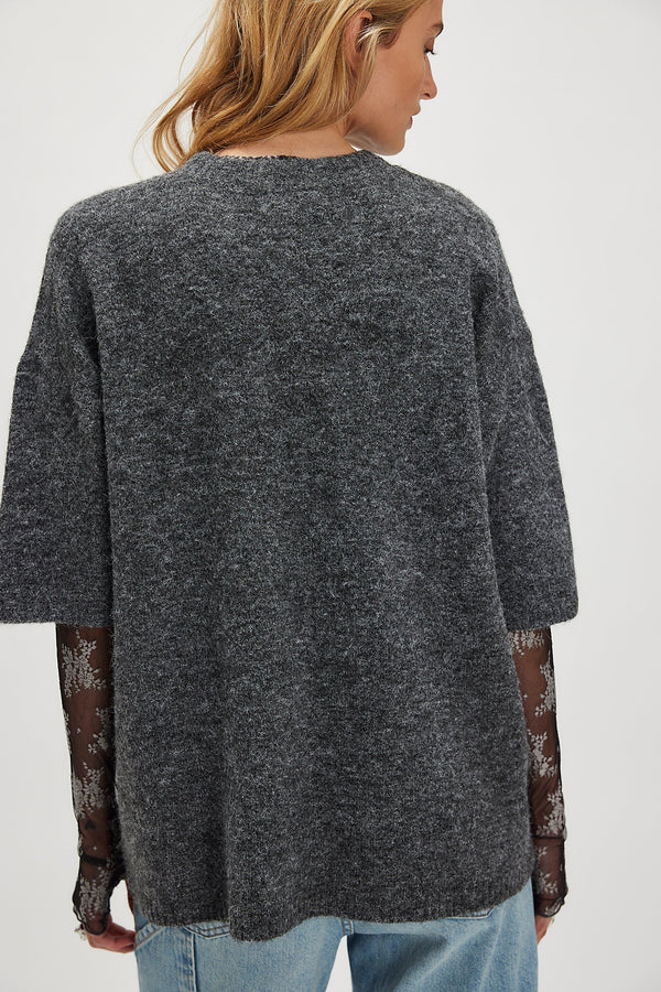 Margot Sweater Tee I Charcoal Heather