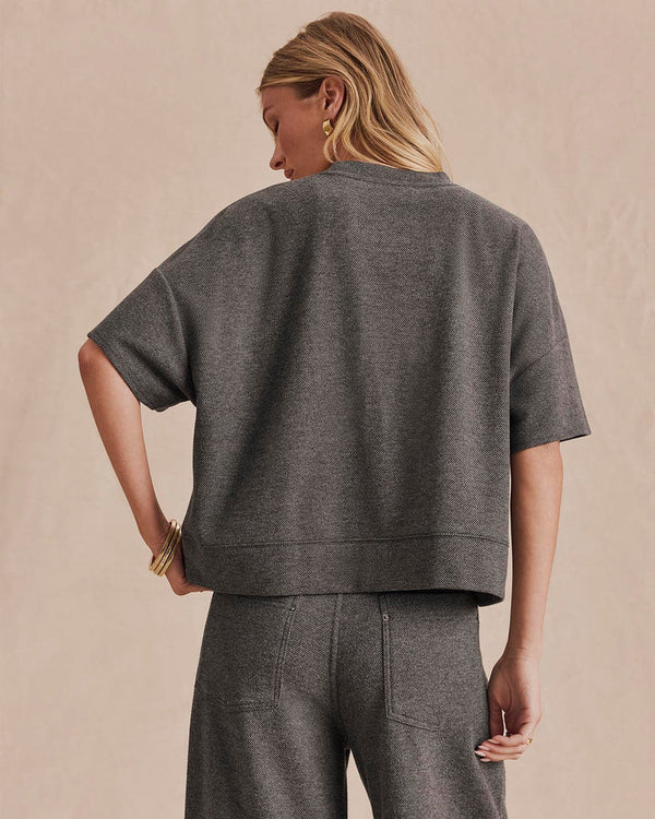 Marlow Knit Short Sleeve Top I Charcoal