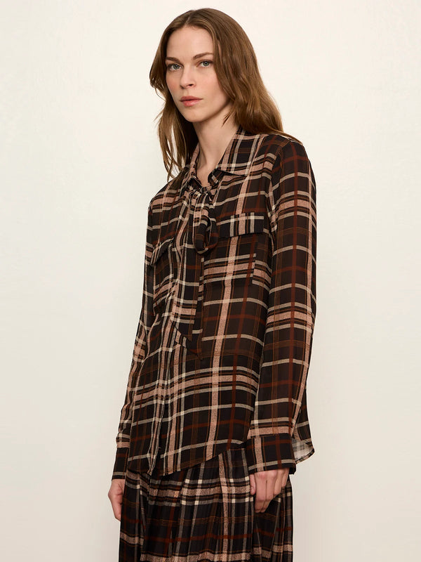 Meet Me in Paris Plaid Blouse