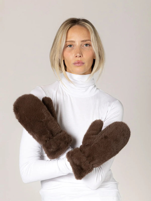 Lyla & Luxe Faux Fur Mittens I Sable