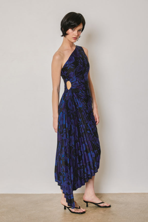 Olympia Pleated dress | Midnight Floral