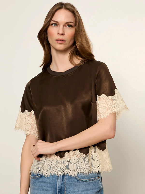 One of a Kind Satin Lace Top
