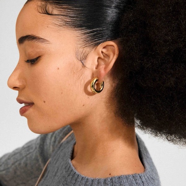 Phase Hoop Earrings I Gold Plated