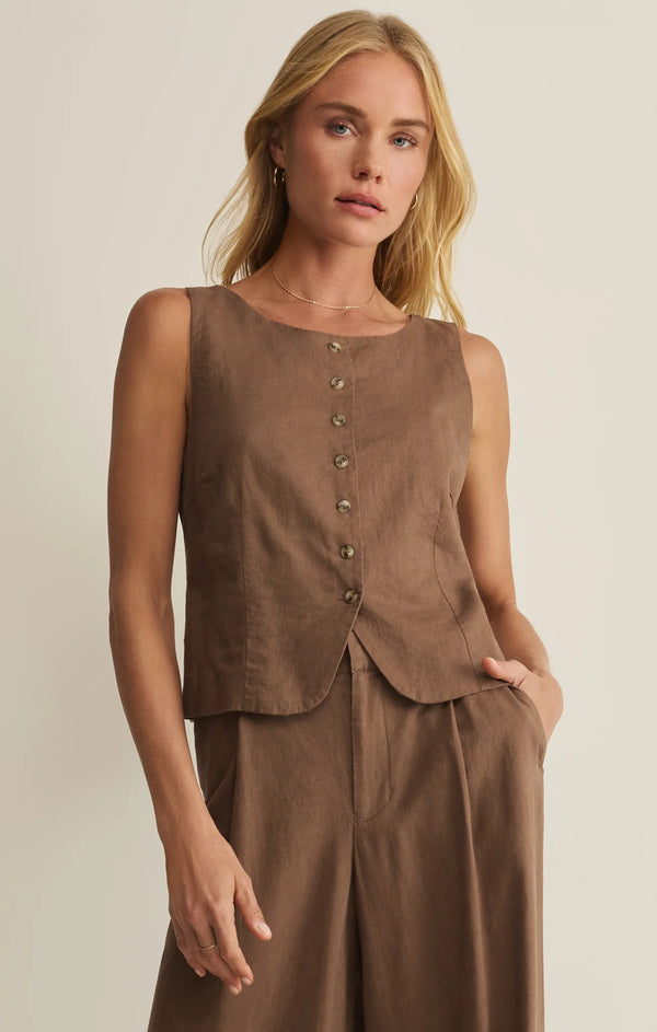 Roman Linen Vest I Palo Santo