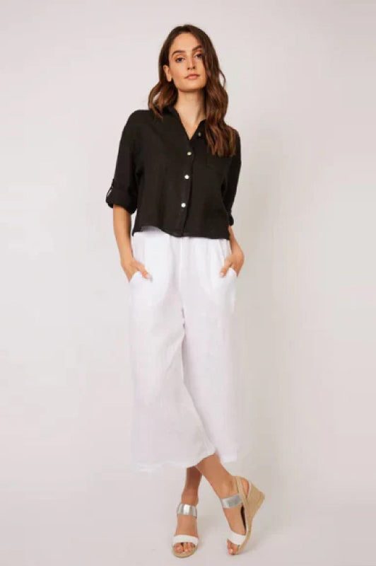 Short Linen Blouse I Black