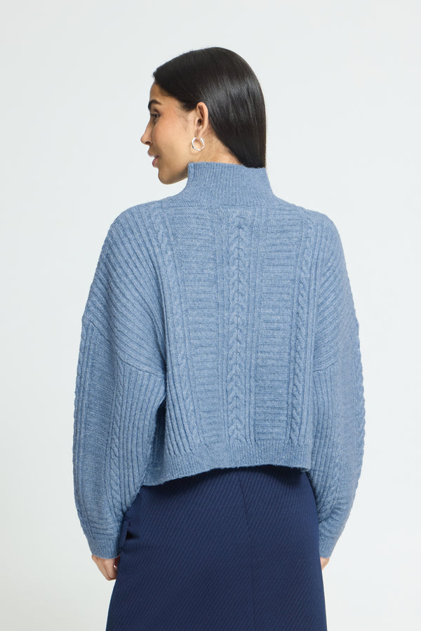 Sky Mock Neck Pullover
