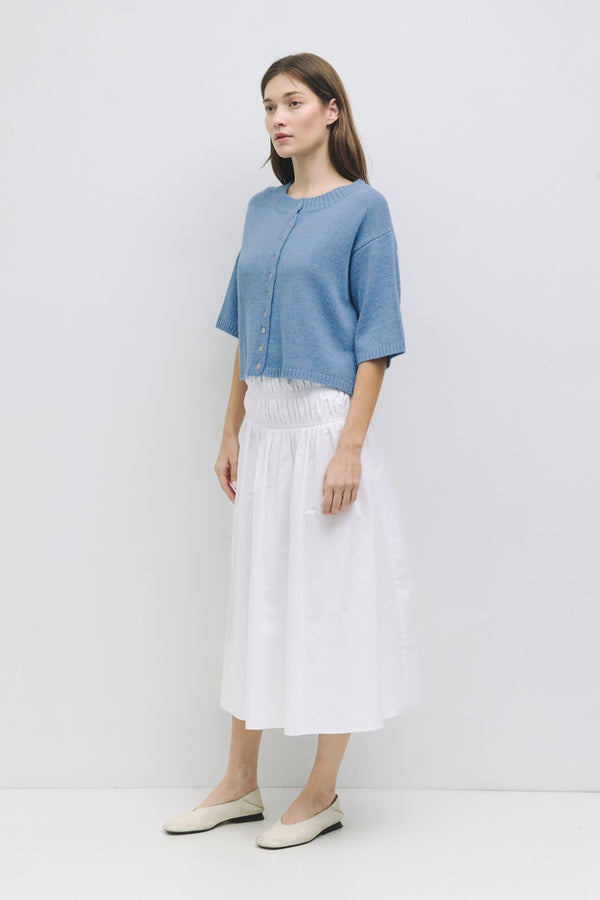 Cora Short Sleeve Cardigan I Light Blue