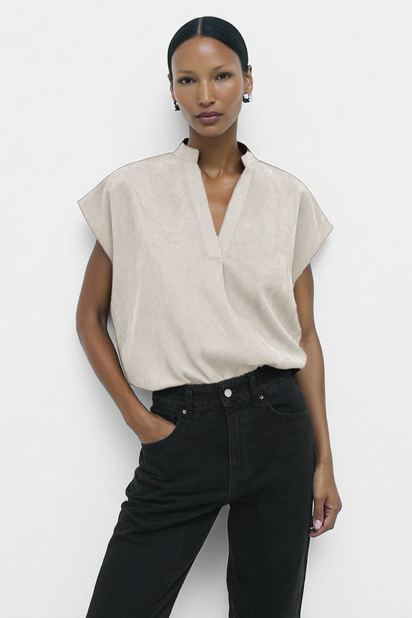 Maya Matte Drop Shoulder Blouse I Ivory