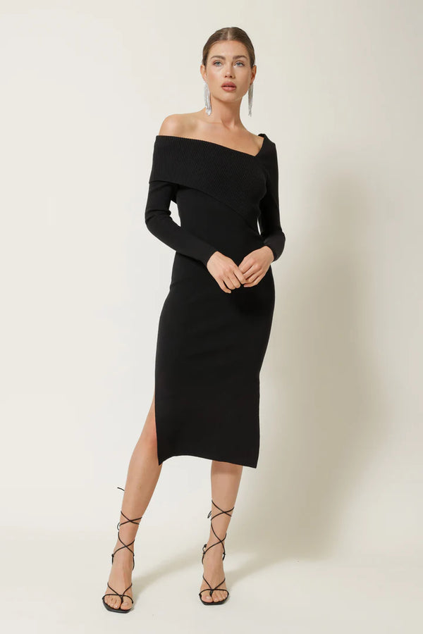 Sylvie Midi Sweater Dress I Black