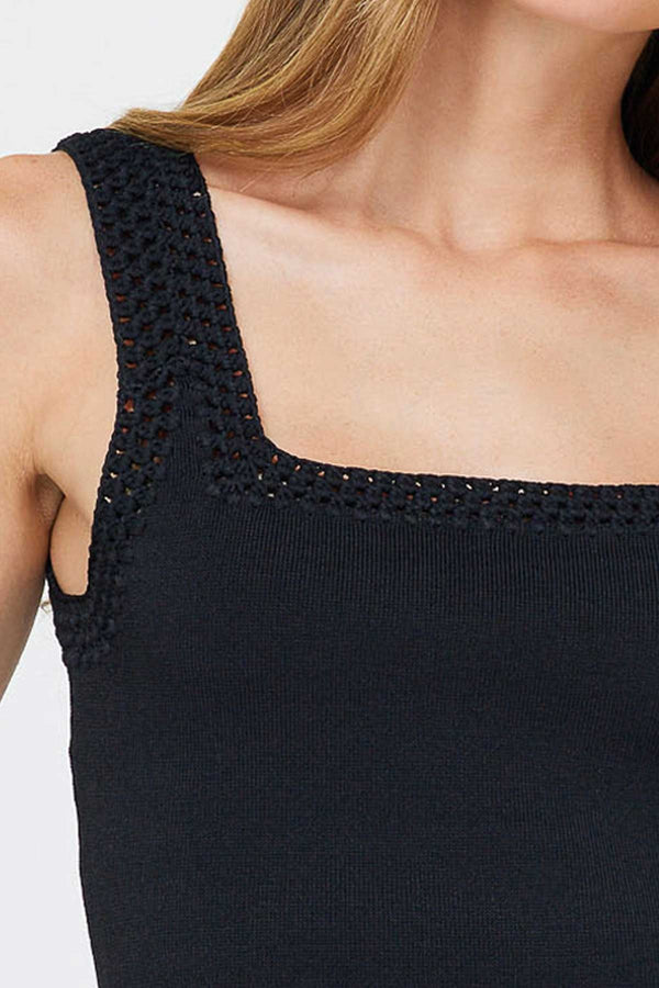 Crochet Trim Tank I Black