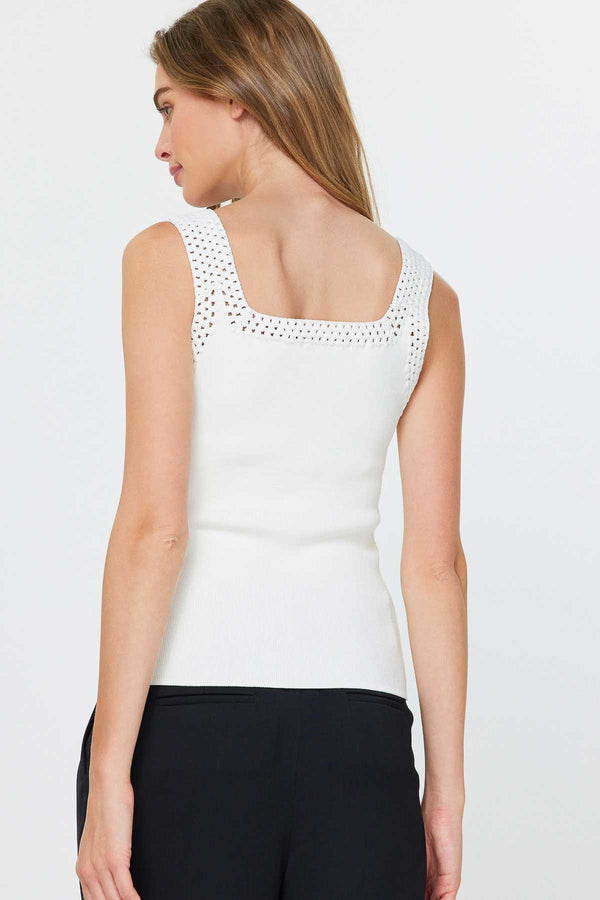 Crochet Trim Tank I White