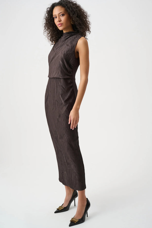 Tiara Textured Midi Dress I Mocha