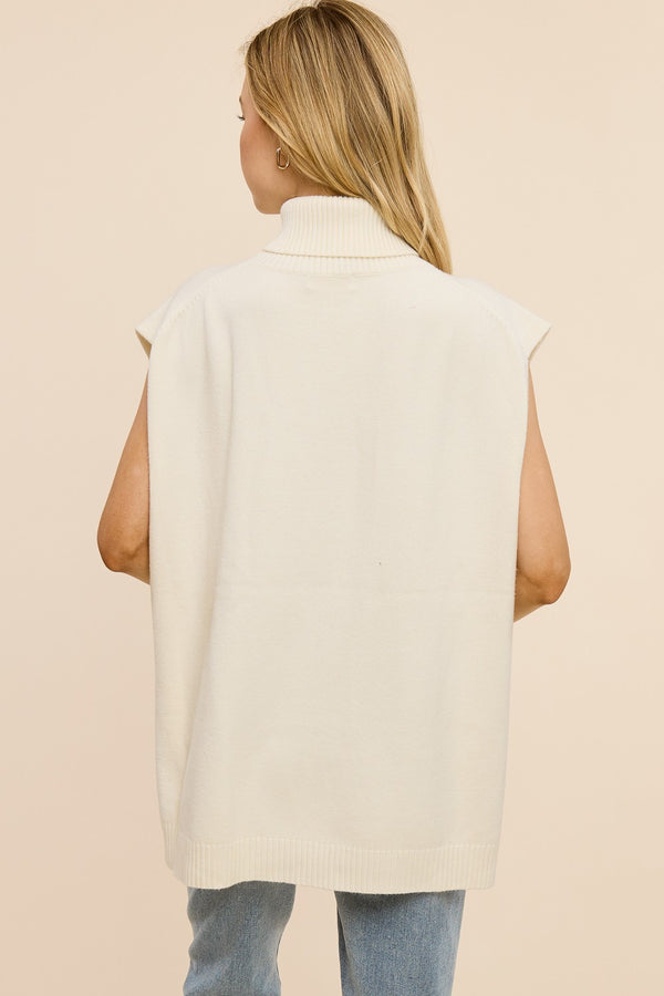 Tracy Turtleneck Sweater Vest I Cream