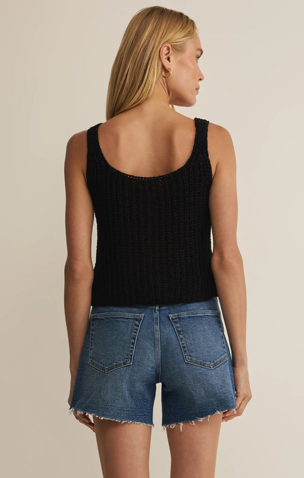 Tate Lace Up Sweater Top I Black
