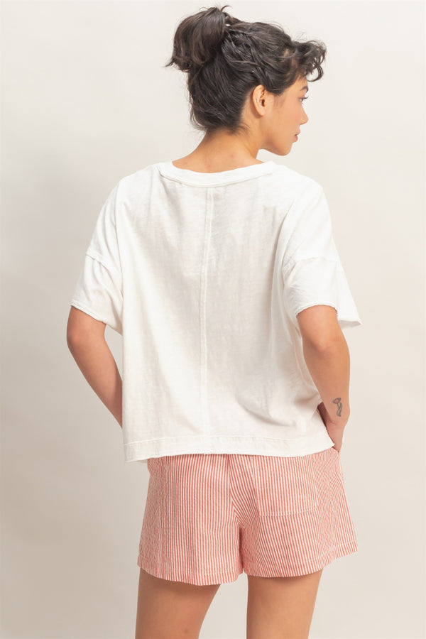 Orly Oversized V-neck Tee I White