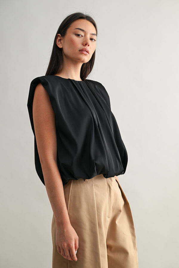 Shawna Shoulder Pad Top I Black