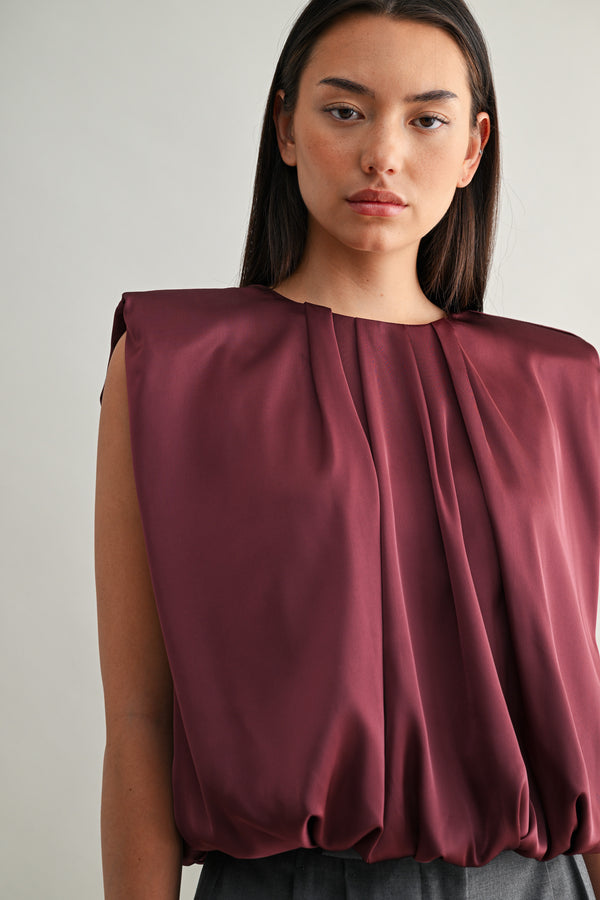 Shawna Shoulder Pad Top I Wine