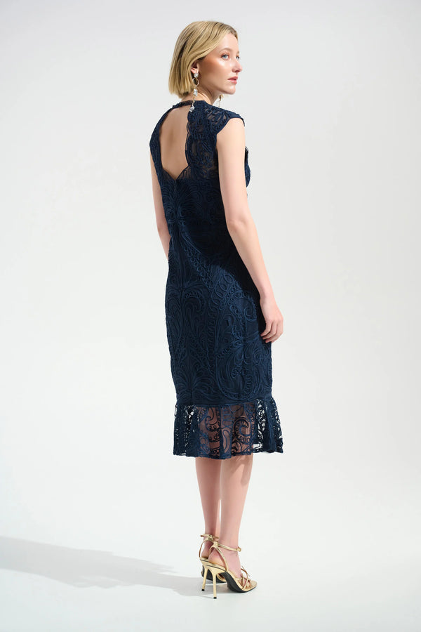 Victoria Lace Trumpet Dress I Navy