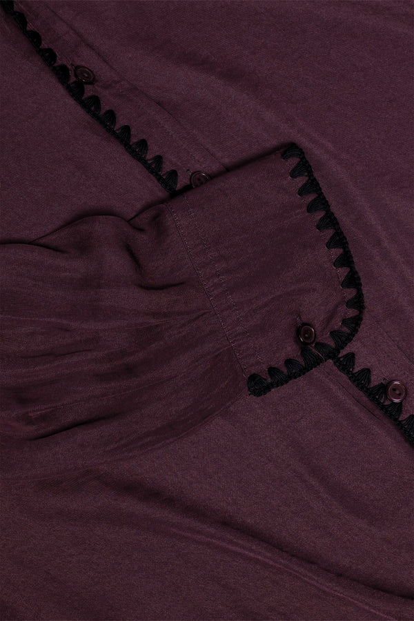Silky Whipstitch Blouse I Wine