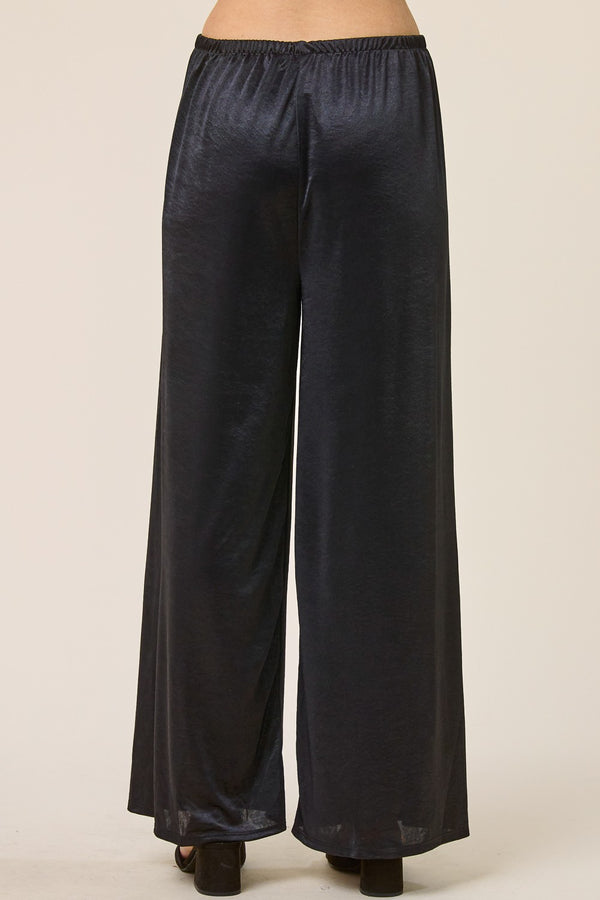 Wyn Satin Wide Leg Pant I Black