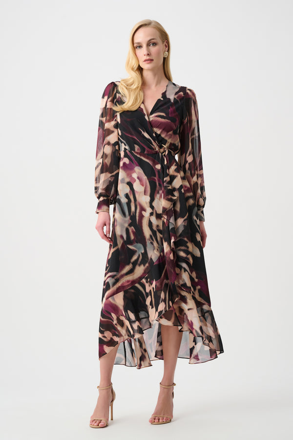 Cheryl Chiffon Long Sleeve Wrap Dress
