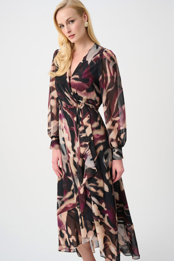 Cheryl Chiffon Long Sleeve Wrap Dress