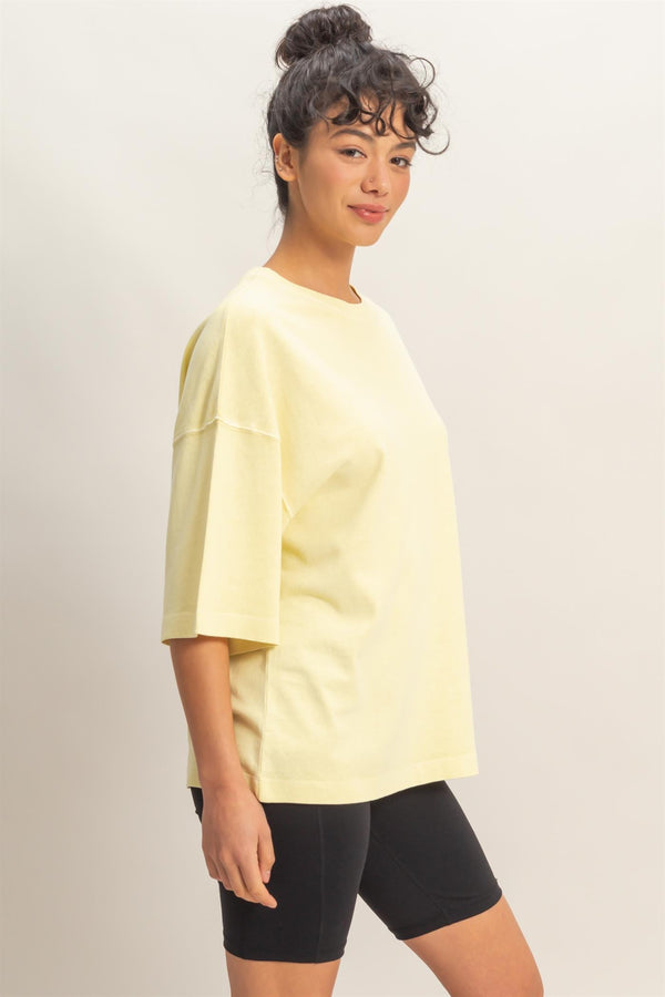 Sunny Oversized Tee I Pale Yellow